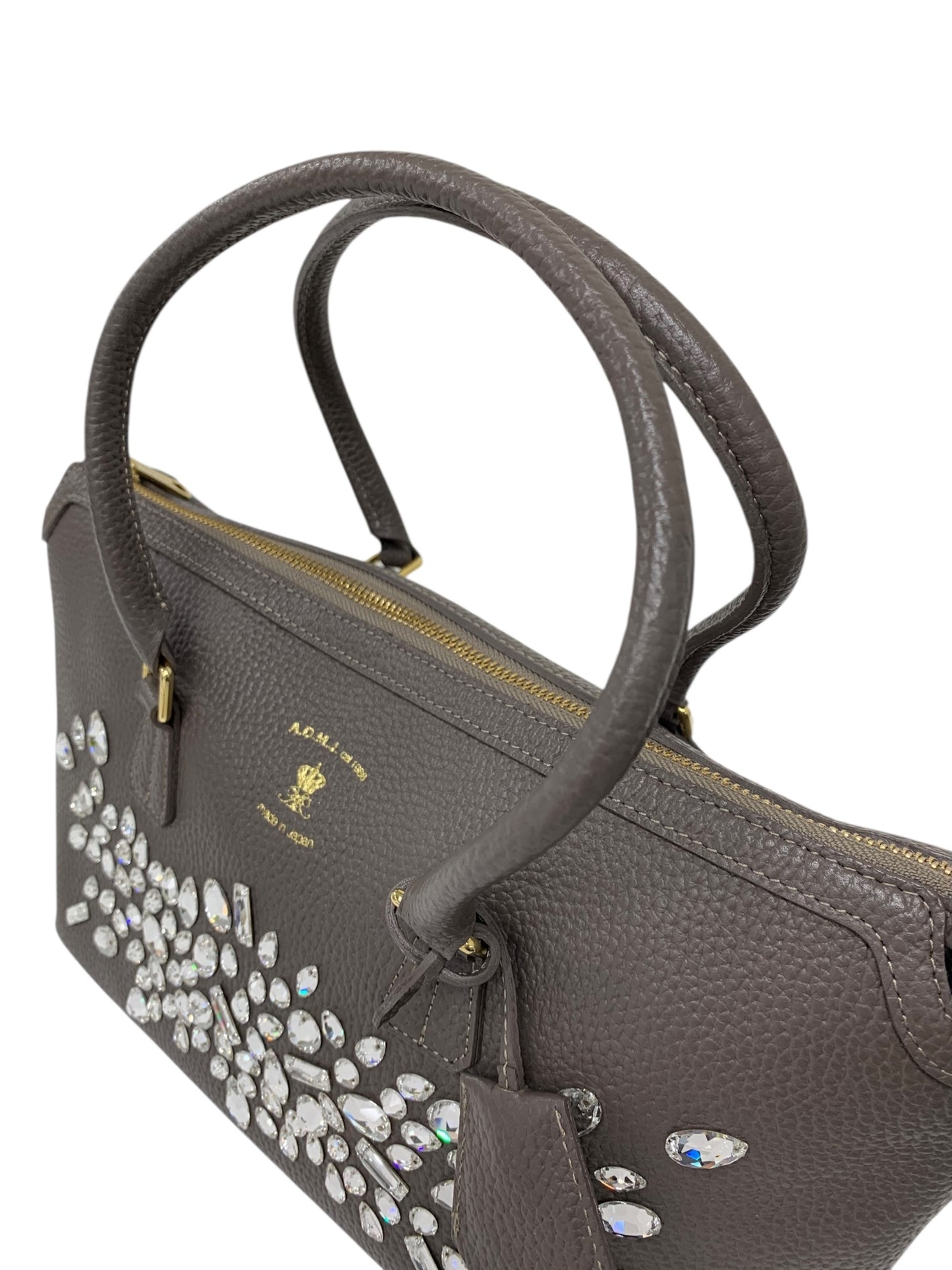 エーディーエムジェイ トートバッグ グレージュ ショルダー 2way レザー スワロフスキー IT1ML69CYCZU