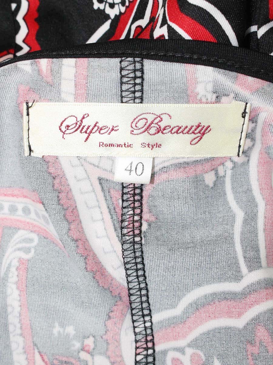 スーパービューティー ワンピース 40 ブラック/レッド ペイズリー ストレッチ素材 ITYO673K5OAK