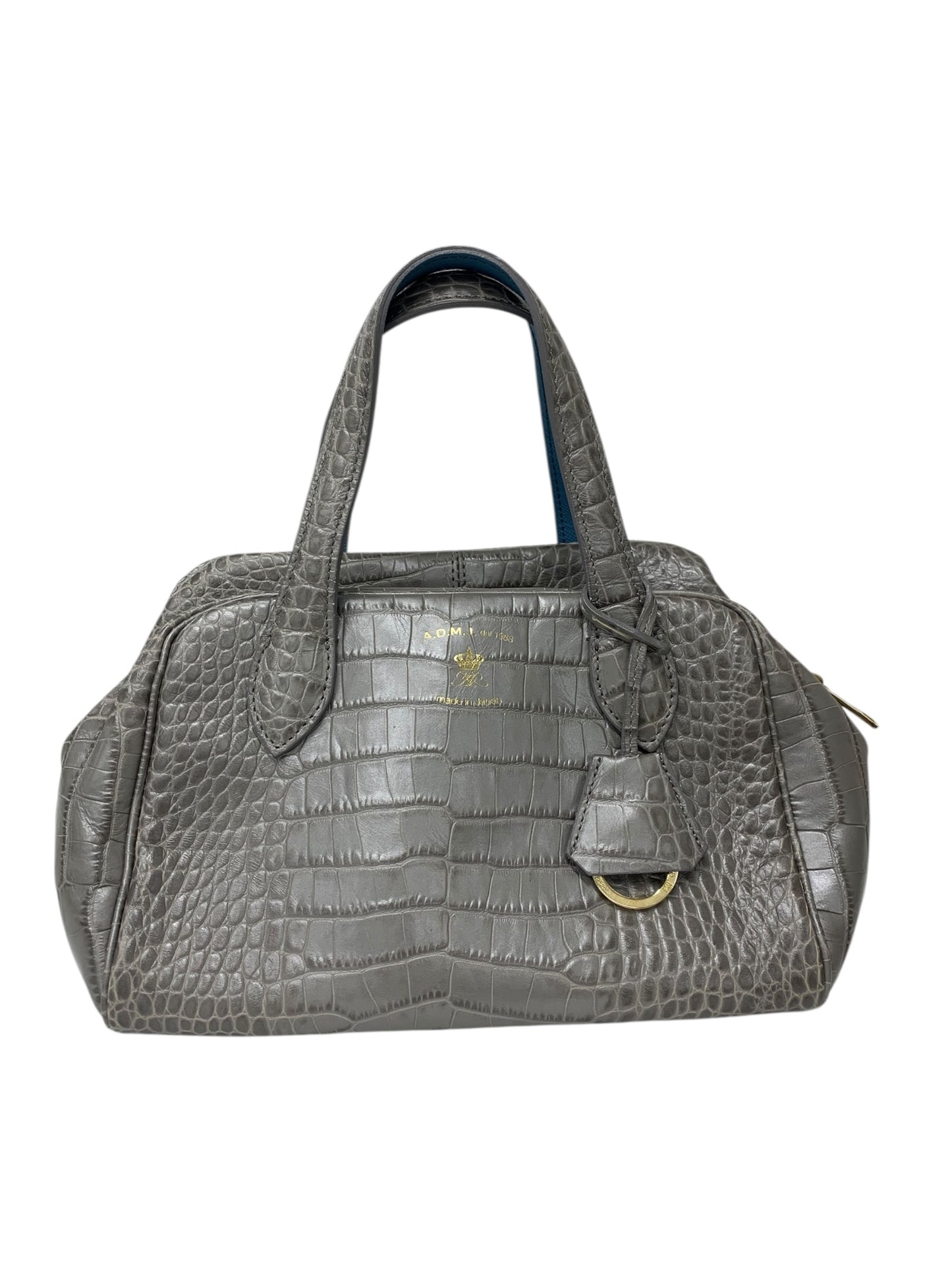 エーディーエムジェイ ハンドバッグ グレー ミニ ショルダー 2way クロコ型押し レザー ITDDE0NB8LBR