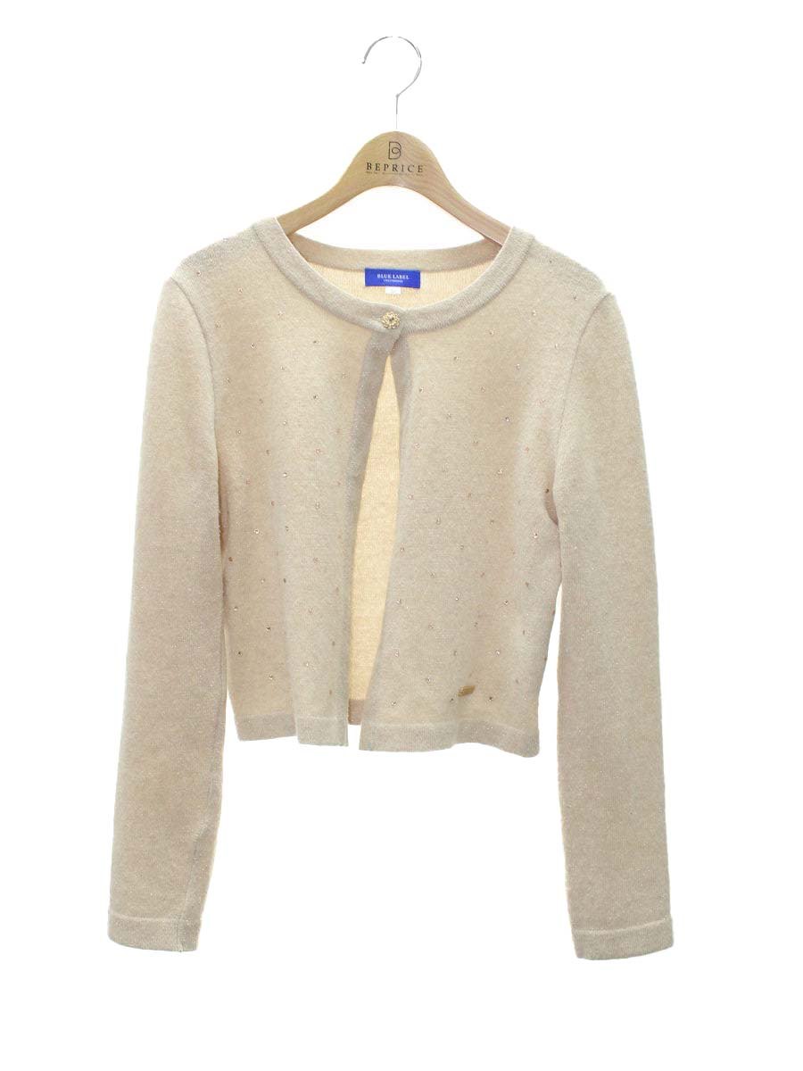 バーバリーブルーレーベル 55N71-255-40 カーディガン 38 ベージュ ラインストーン ラメ ITMCY3UBIHUM