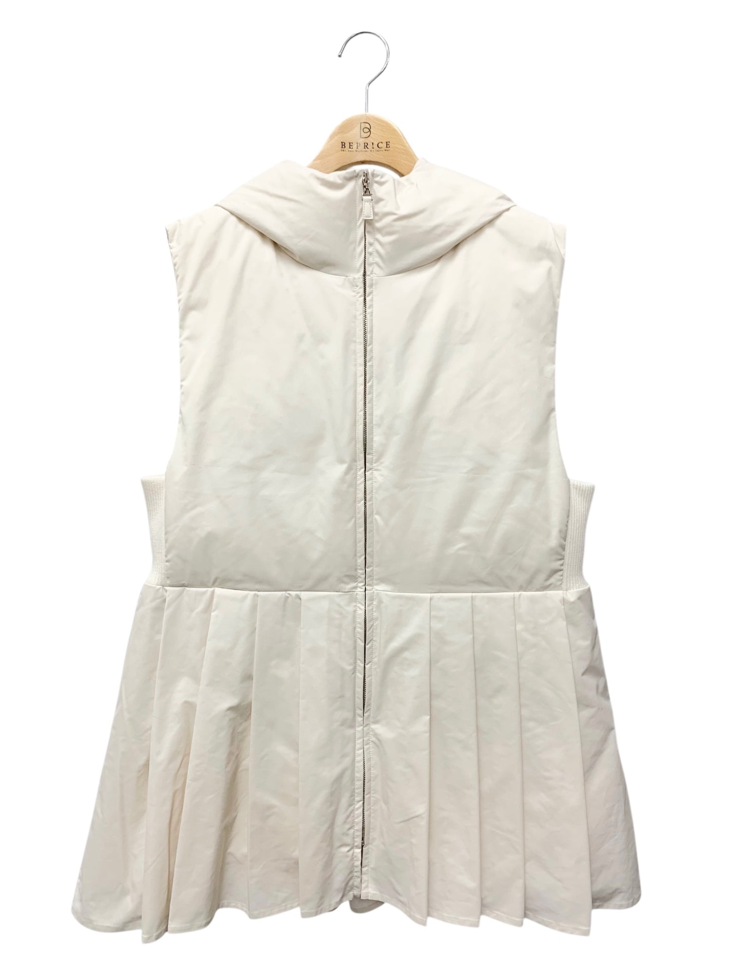 アドーア パディッド 531-4250901 ダウンベスト 38 ホワイト フーディ ジップアップ ITEBFS7MBLO2