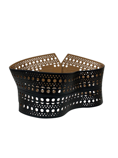 アライア コルセット ブラック カットワーク レザー ダブルベルト ITUU54AKTQG8