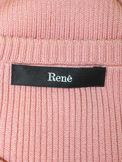 ルネ basic 5212020 カーディガン 34 ピンク パールボタンケーブル編み ITT9Q3EL1N94