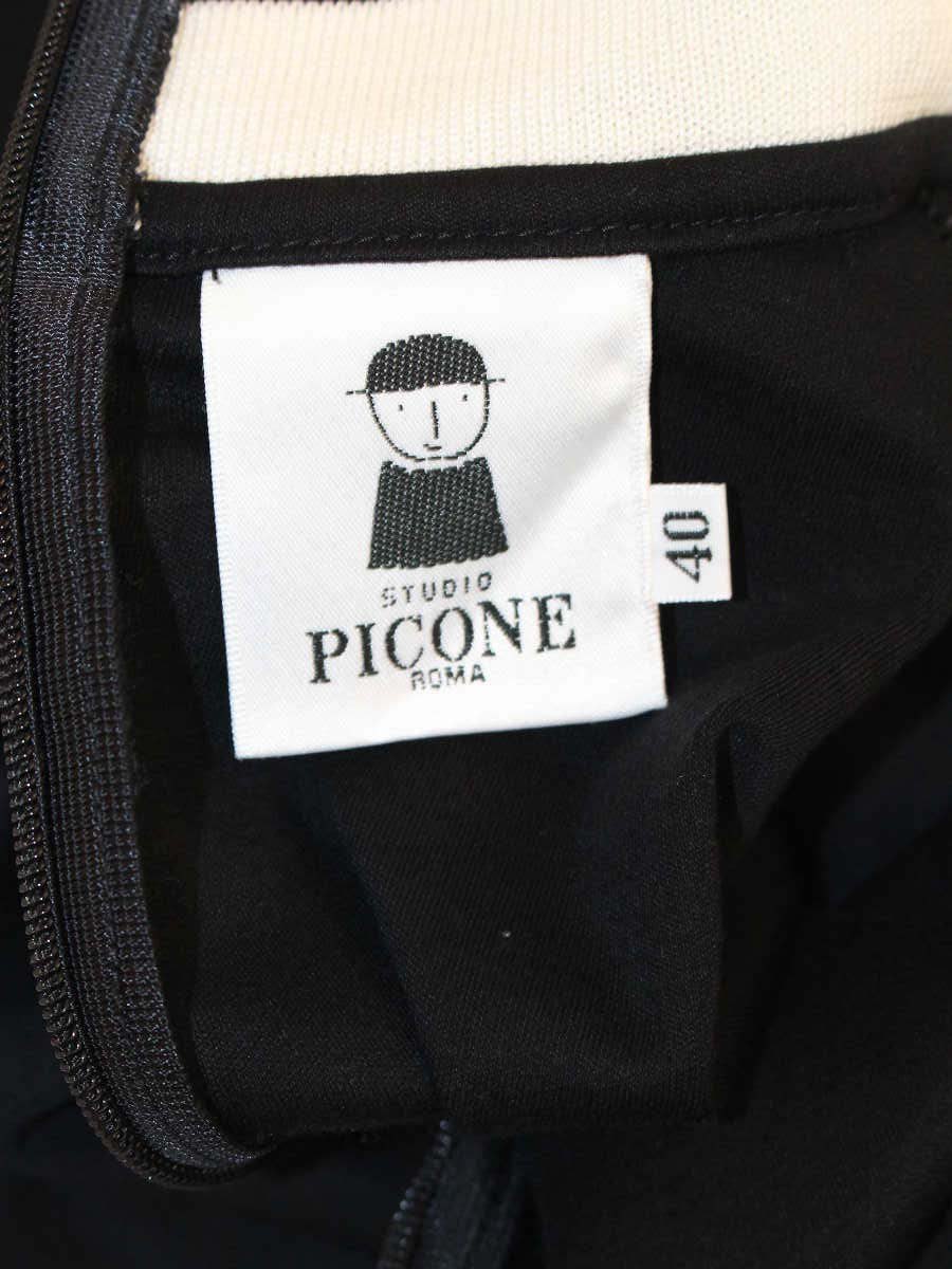 スタジオピッコーネ P219083 ロングTシャツ 40 ブラック アルビチオ 刺繍 ハイネック ITN4XQYFC33A