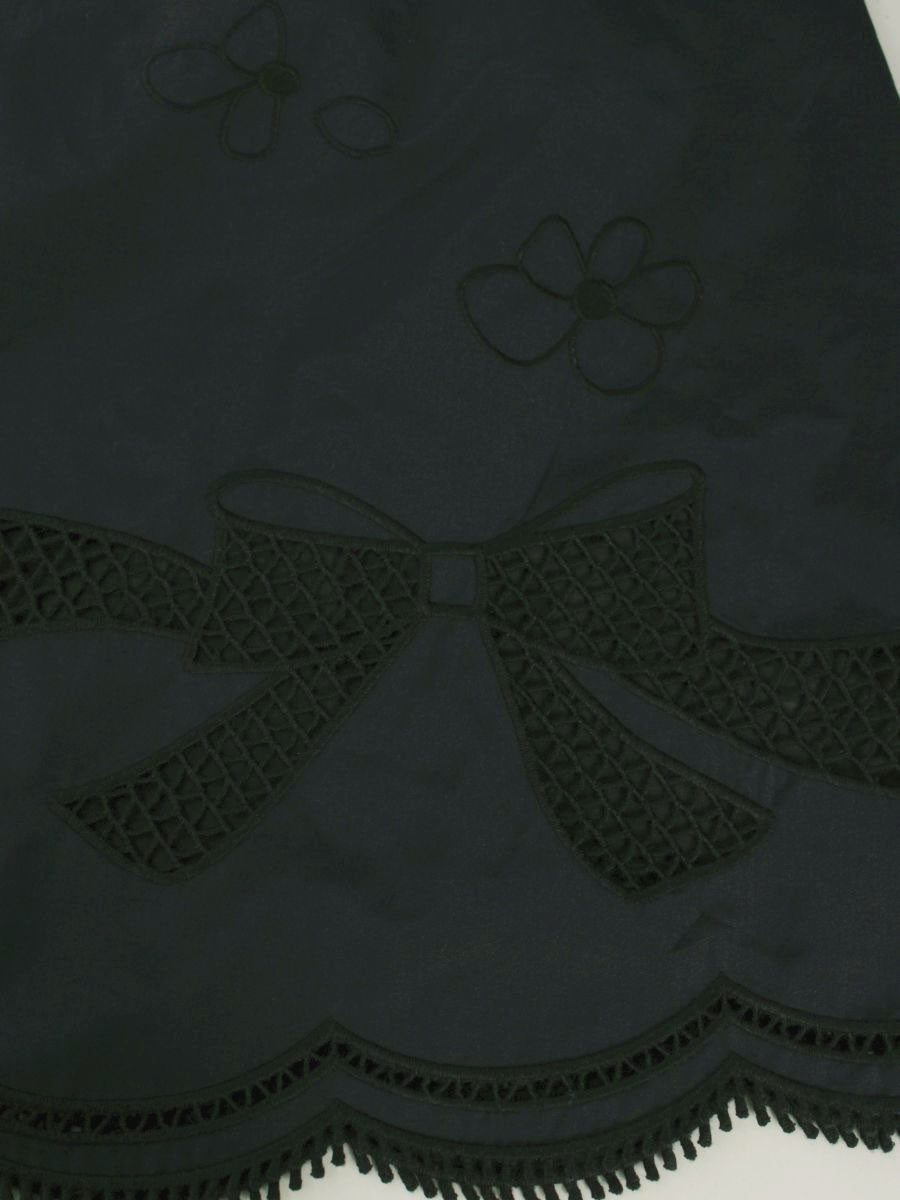 エムズグレイシー 317333 スカート 40 ネイビー リボン カットワーク ITUKRSZQ7QX4