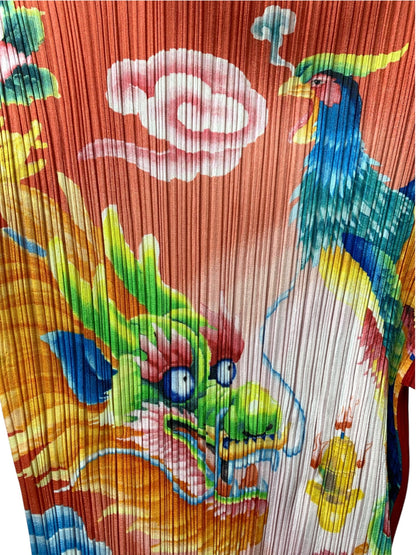 プリーツプリーズイッセイミヤケ 98SS 龍 鳳凰 中国吉祥柄 プリーツ ハイネックカットソー PP81-JK704 3 ITXL4BFH1GKW