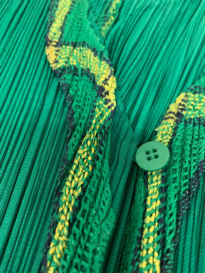 プリーツプリーズイッセイミヤケ PP21-JO425 カーディガン 3 グリーン ITLW6QEVZ8MD