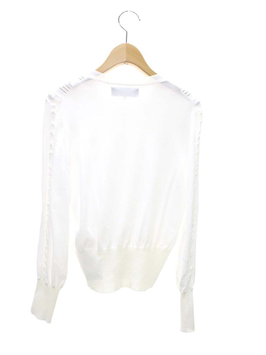 エムズグレイシー 118111 カーディガン 38 ホワイト フリル パール IT8HU036SQVW