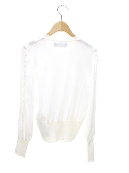 エムズグレイシー 118111 カーディガン 38 ホワイト フリル パール IT8HU036SQVW