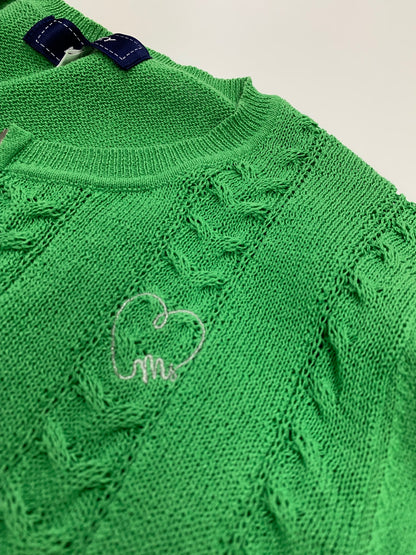 エムズグレイシー 318314 カーディガン 40 グリーン カメリアジップ ハート刺繍 ITL2YIEEMP7K