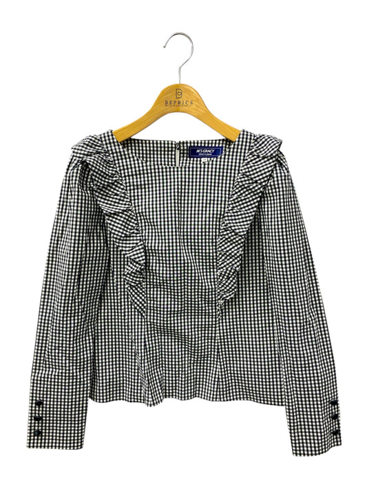 エムズグレイシー 810503 ブラウス 38 ブラック/ホワイト フリル ギンガムチェック ITOITAXZQEOM