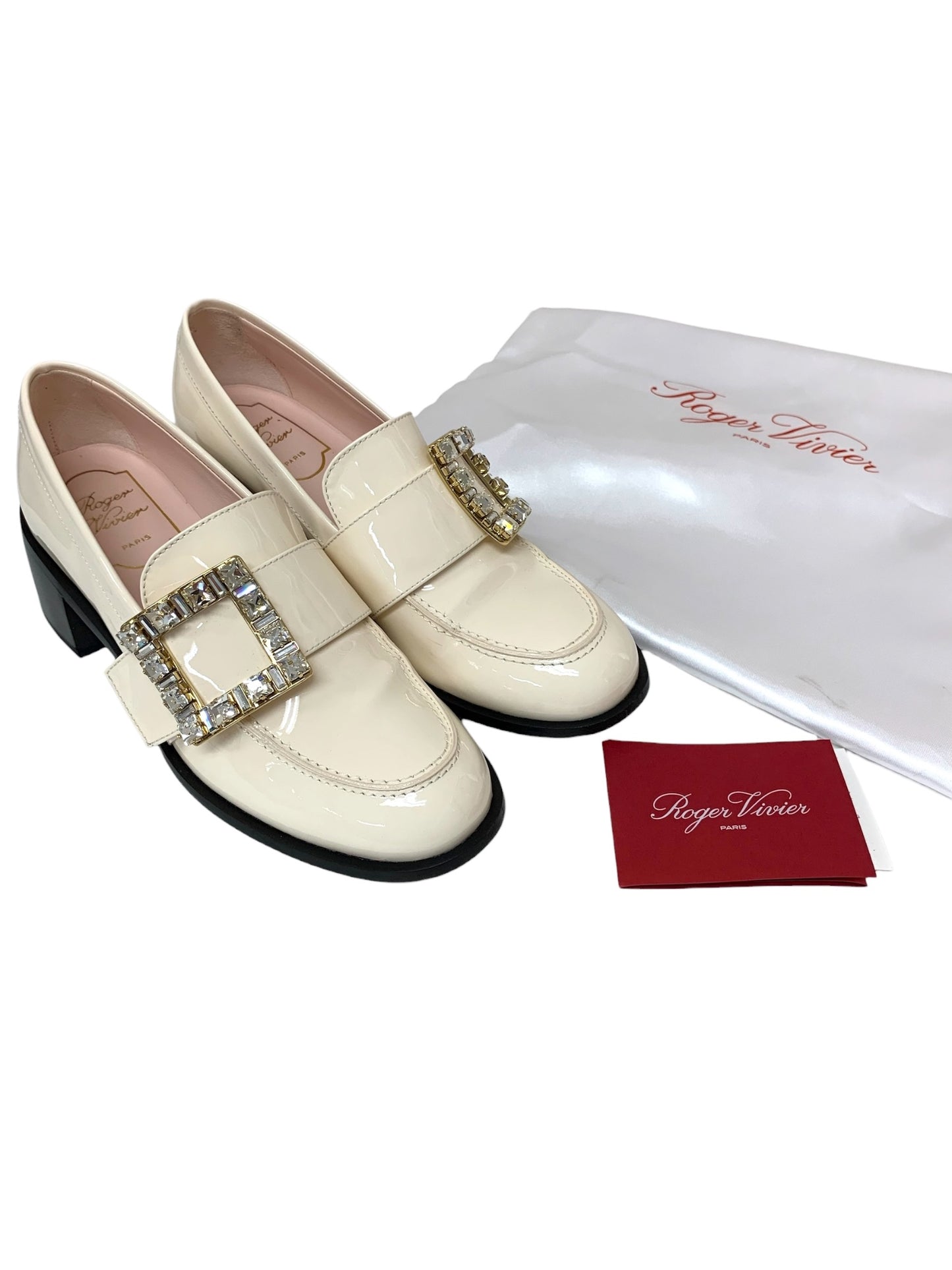 ロジェヴィヴィエ ローファー 36 アイボリー レンジャー パテントレザー クリスタル ITGKLDAU37IO