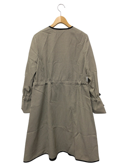 エムズグレイシー 919508 コート 40 ブラウン 千鳥格子 カメリアWジップ ウエストリボン IT8W26I05IY8