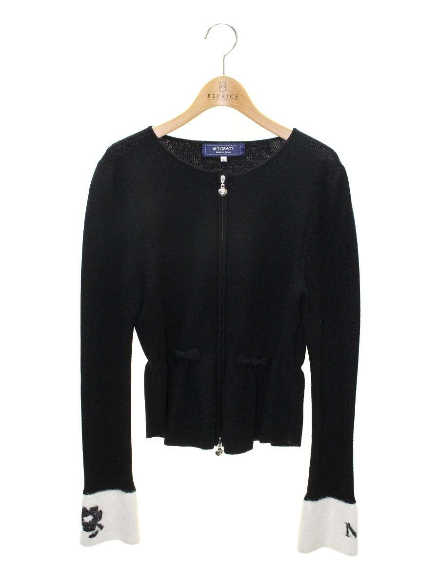 エムズグレイシー未使用黒リボン付ジップアップカーディガン 38サイズ エムズグレイシー カーディガン通販 | 中古ブランド古着 | ビープライス