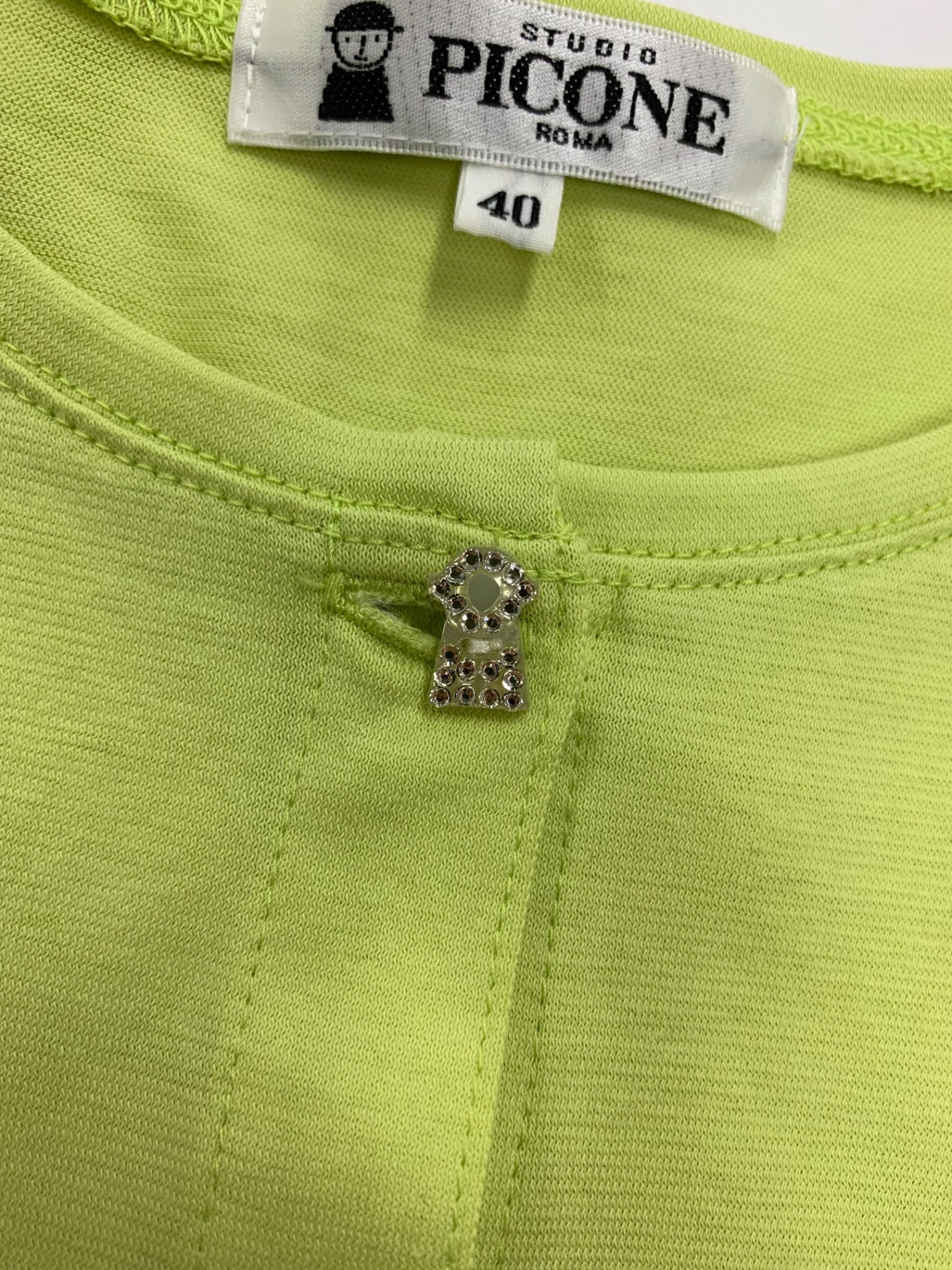 スタジオピッコーネ P959508 アンサンブル 40 ライトグリーン カーディガン カットソー ビジュー ストーン ITQ9PJD315UF