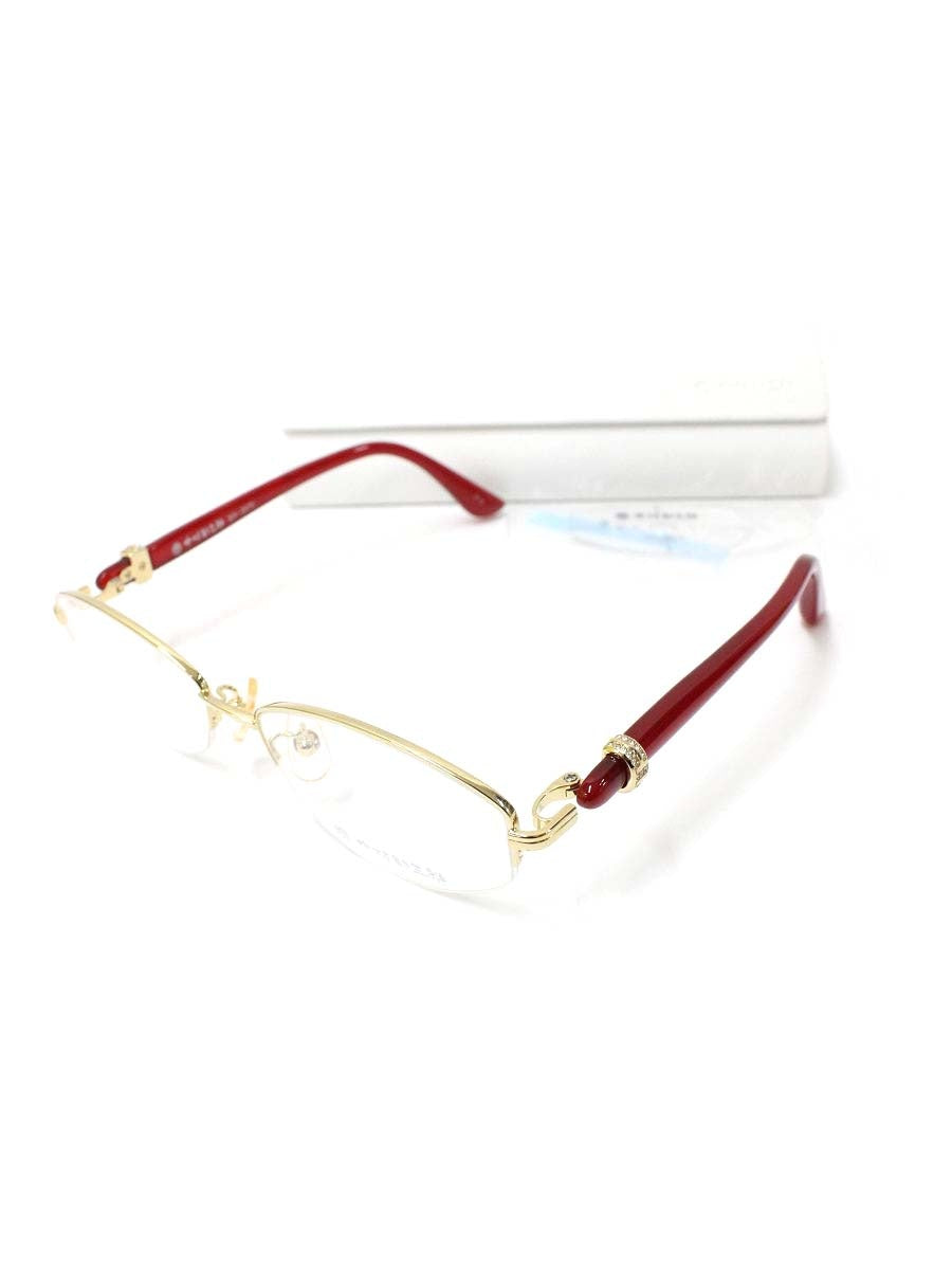 中村勘三郎 KN-2670 メガネ ゴールド/レッド ストーン付き スクエア  COL.C-2 ITZIM09US6EC 【SALE】