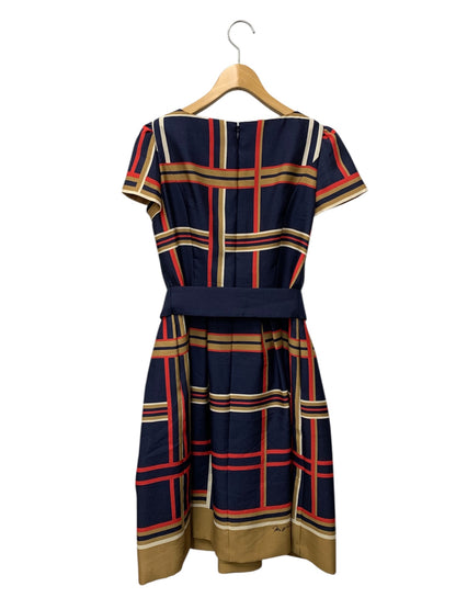 エムズグレイシー 111307 ワンピース 38 ネイビー マリンチェックワンピース IT6DGZWOBOD3