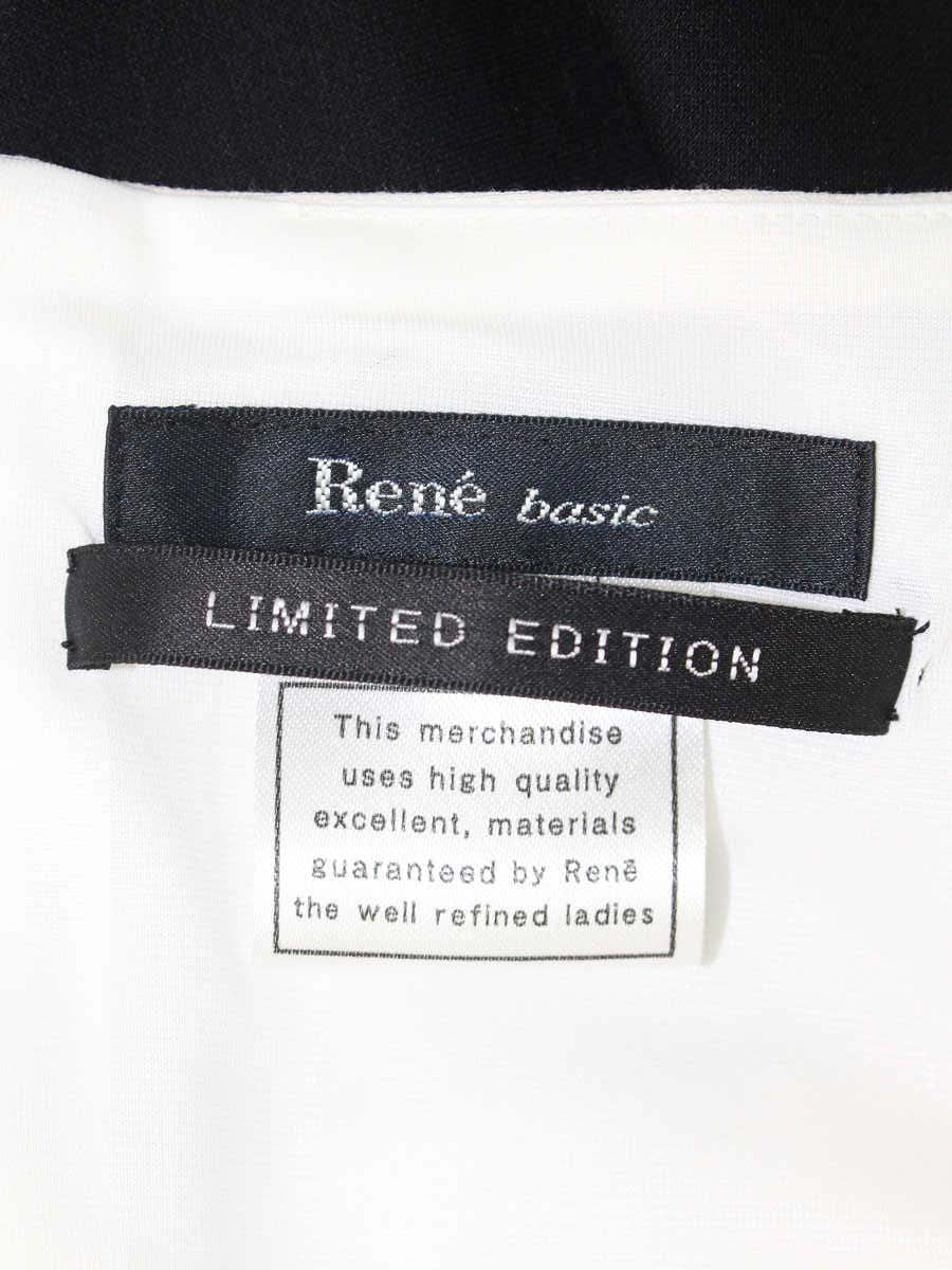 ルネ リミテッドエディション 5837040 ワンピース 38 ホワイト バイカラー バックジップ くるみボタン ストレッチ素材 IT4GH68S1X85