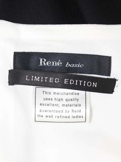 ルネ リミテッドエディション 5837040 ワンピース 38 ホワイト バイカラー バックジップ くるみボタン ストレッチ素材 IT4GH68S1X85