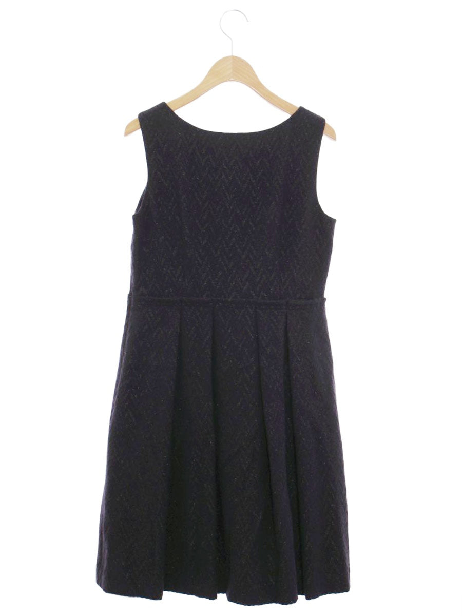 ブルーレーベルクレストブリッジ 55J56-431-29 ワンピース 38 ネイビー ツイード調 タックフレア ITX5QLQ6ZLBS