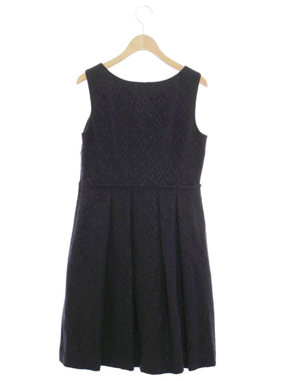 ブルーレーベルクレストブリッジ 55J56-431-29 ワンピース 38 ネイビー ツイード調 タックフレア ITX5QLQ6ZLBS