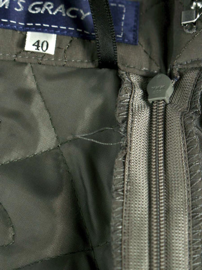 エムズグレイシー カメリアｘリボン柄キルティングフレア 417613 スカート 40 グレー ITBFKAAQJDHA