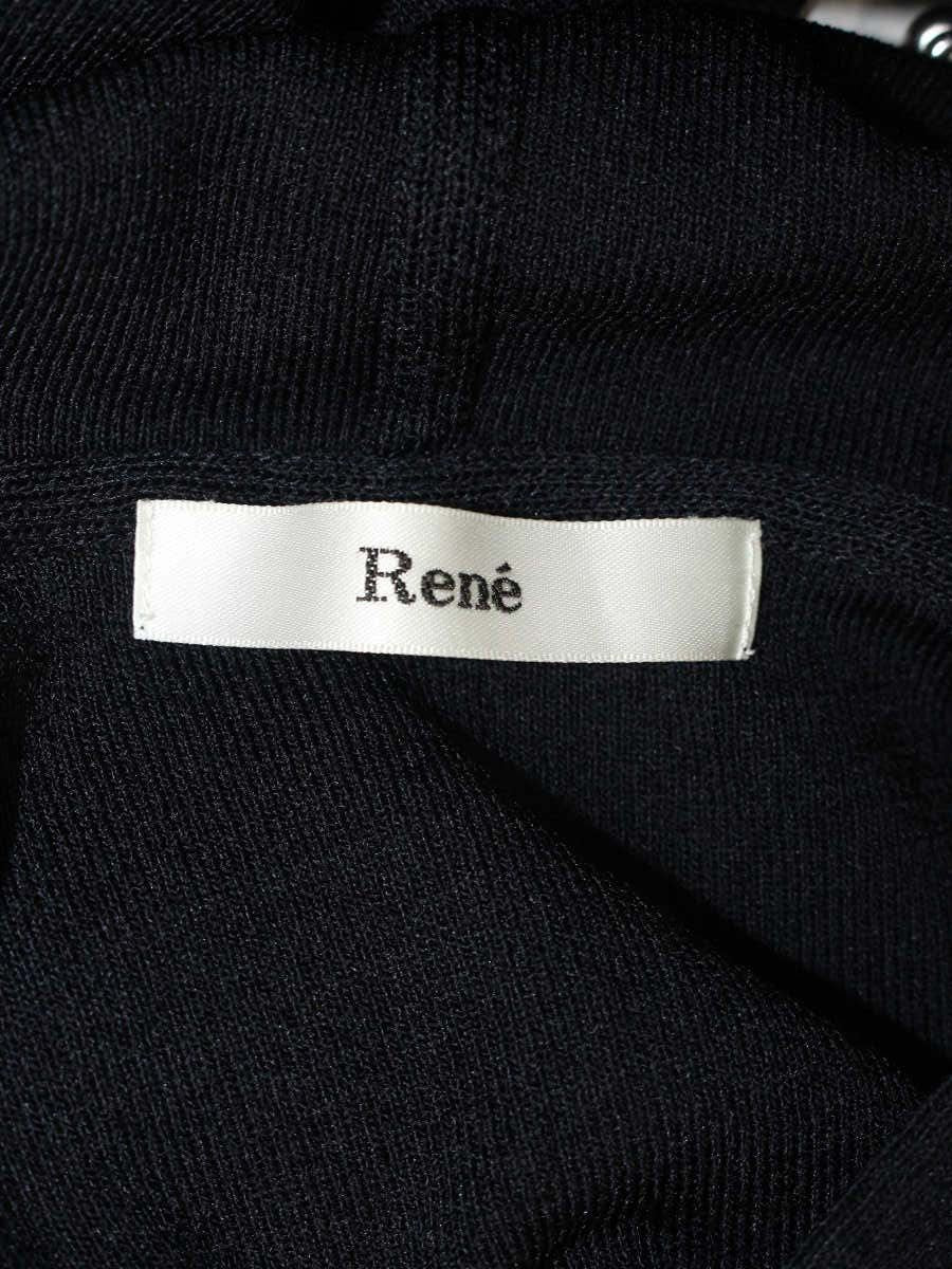 ルネ 6222150 ワンピース 38 ネイビー ストレッチ ダブルジップ リボン フード ITS28FUNPA1K