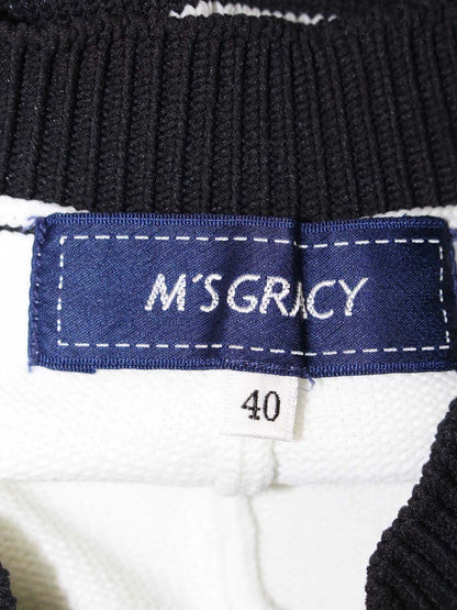 エムズグレイシー Border Dolman Sleeve Knit 018309 ニット 40 ホワイト ボーダー IT8KLCID6E00