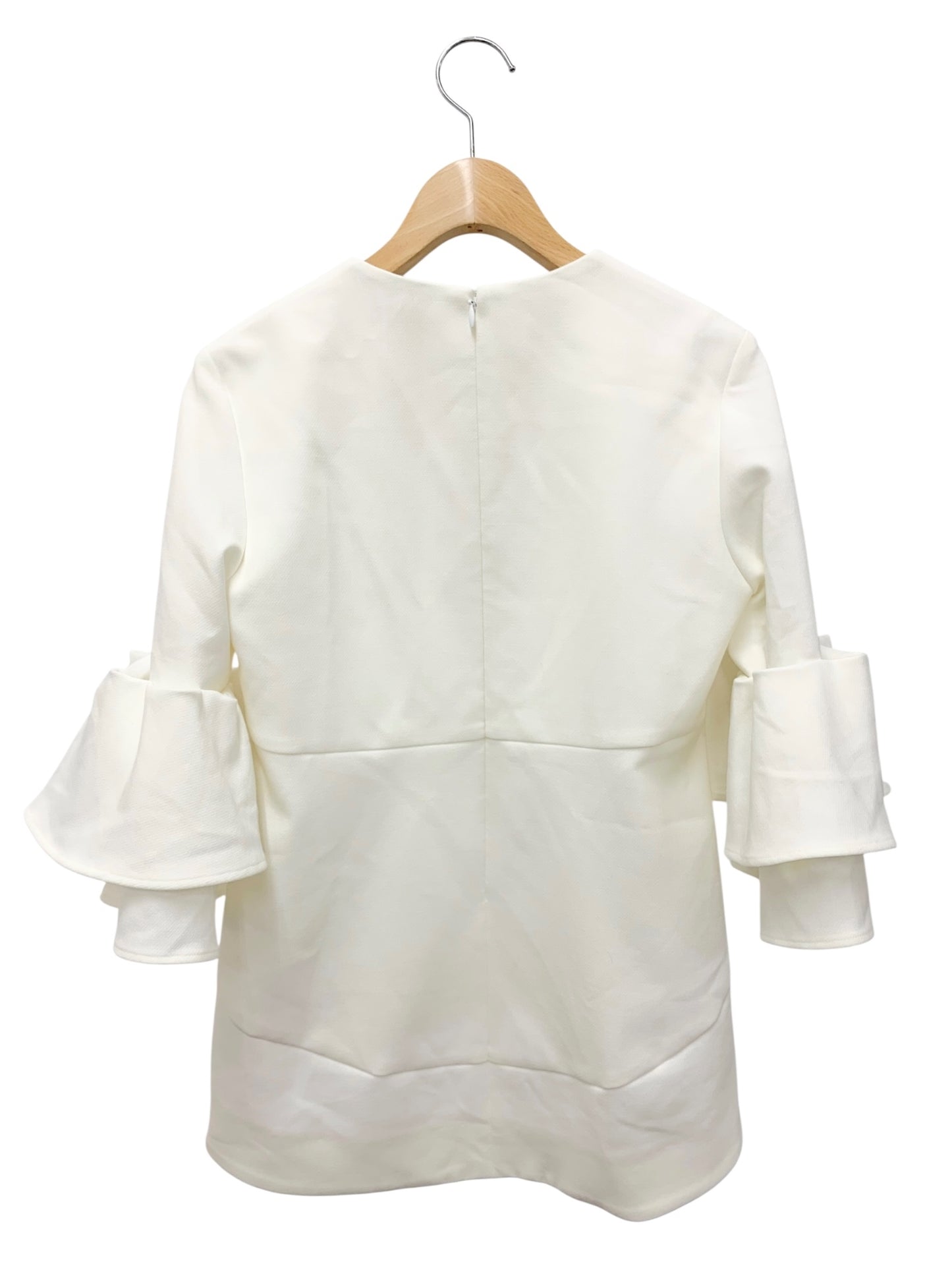 ヨーコチャン YCB-621-267 ブラウス 36 ホワイト ティアードスリーブ バックジップ パール ITZDCOB2FHKQ