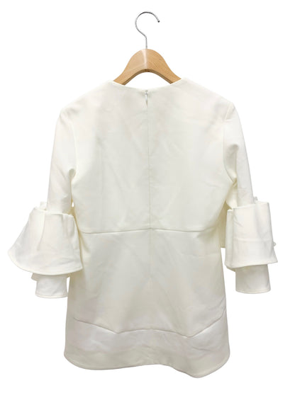 ヨーコチャン YCB-621-267 ブラウス 36 ホワイト ティアードスリーブ バックジップ パール ITZDCOB2FHKQ