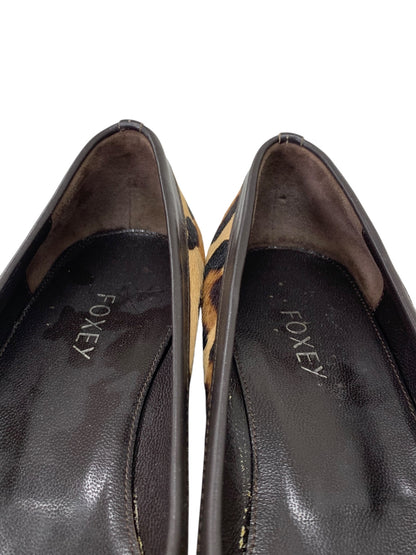 フォクシー バレエシューズ 36 ベージュ レザー ヒョウフェイクファー ITIBFBNIX0N8 【SALE】