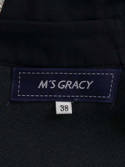 エムズグレイシー 918546 カットソー 38 ネイビー 衿フリル ITC80EX9G1J4