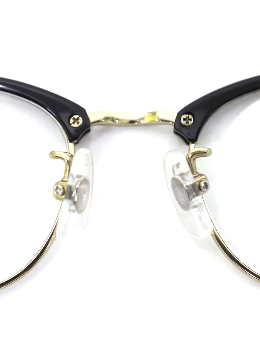 ユナイテッドアローズ LINDEN メガネ ブラック/ゴールド ブローフレーム ウェリントン ITFBJ6AQOVD8