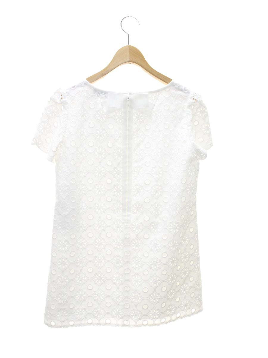 エムズグレイシー 720305 チュニック 38 ホワイト フラワーモチーフ カットワーク バックジップ ITIA966STKQO