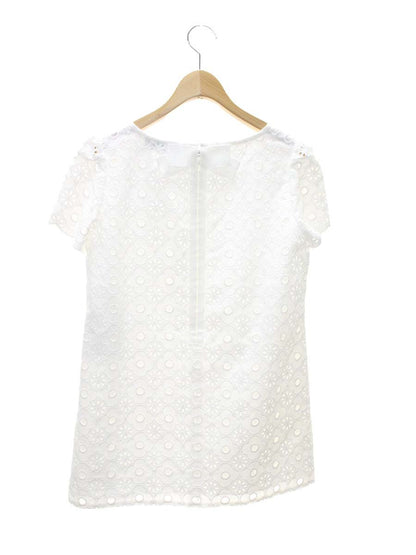 エムズグレイシー 720305 チュニック 38 ホワイト フラワーモチーフ カットワーク バックジップ ITIA966STKQO