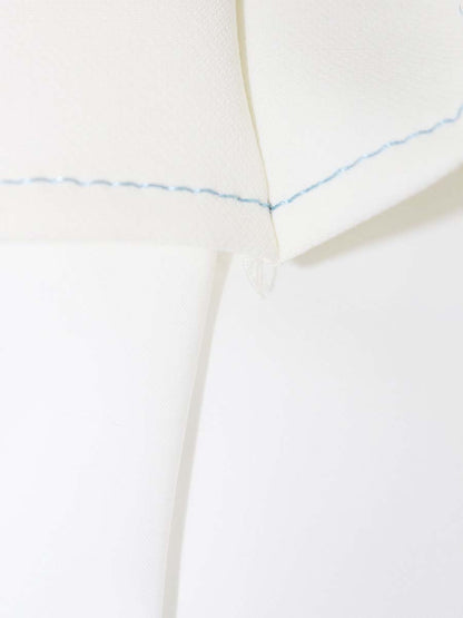 ルネ 6816320 ワンピース 36 ホワイト ブルーステッチ タック スクエアネック ITUEX7DCAEK0