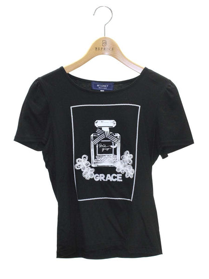 エムズグレイシー 215327 Tシャツ 38 ブラック カットソー 香水瓶モチーフ ITQ9TQS9GQ23