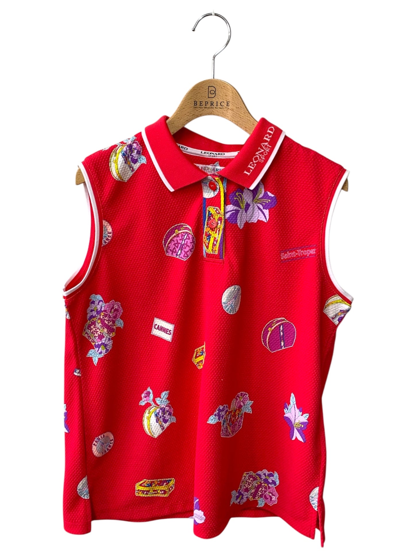 レオナールスポーツ 0538342 ポロシャツ 42 ピンク フラワーモチーフ IT46A9WJD6JK