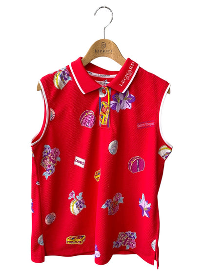 レオナールスポーツ 0538342 ポロシャツ 42 ピンク フラワーモチーフ IT46A9WJD6JK