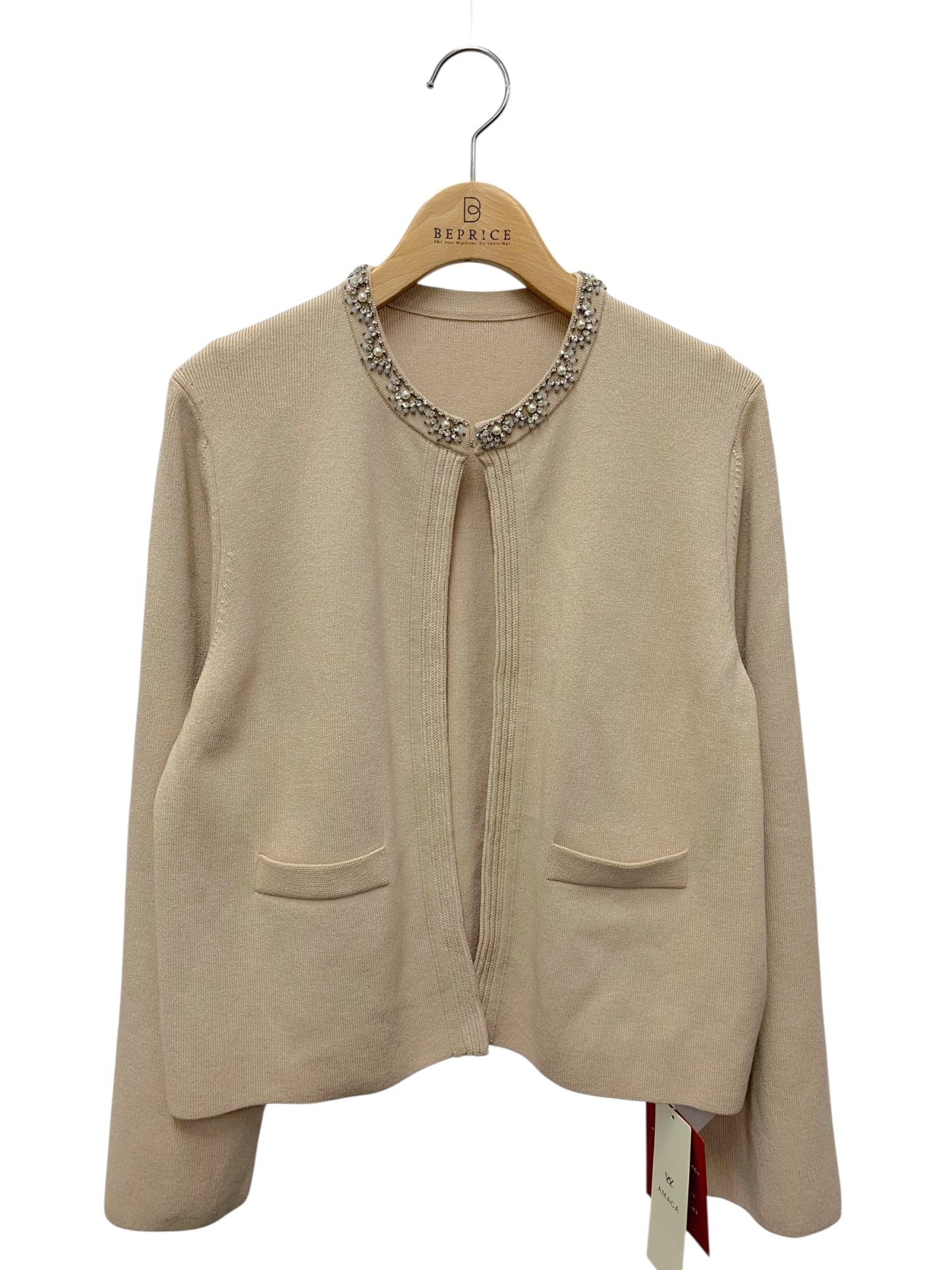 アマカ ビジューニットボレロ V5N-72-440-40 カーディガン 40 ベージュ ITS8C7FAHYP0