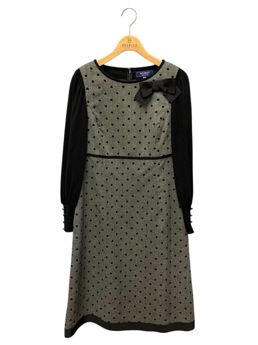 エムズグレイシー 211602 ワンピース 40 グレー/ブラック リボン ベロアハート ITHWJGKDPIM6