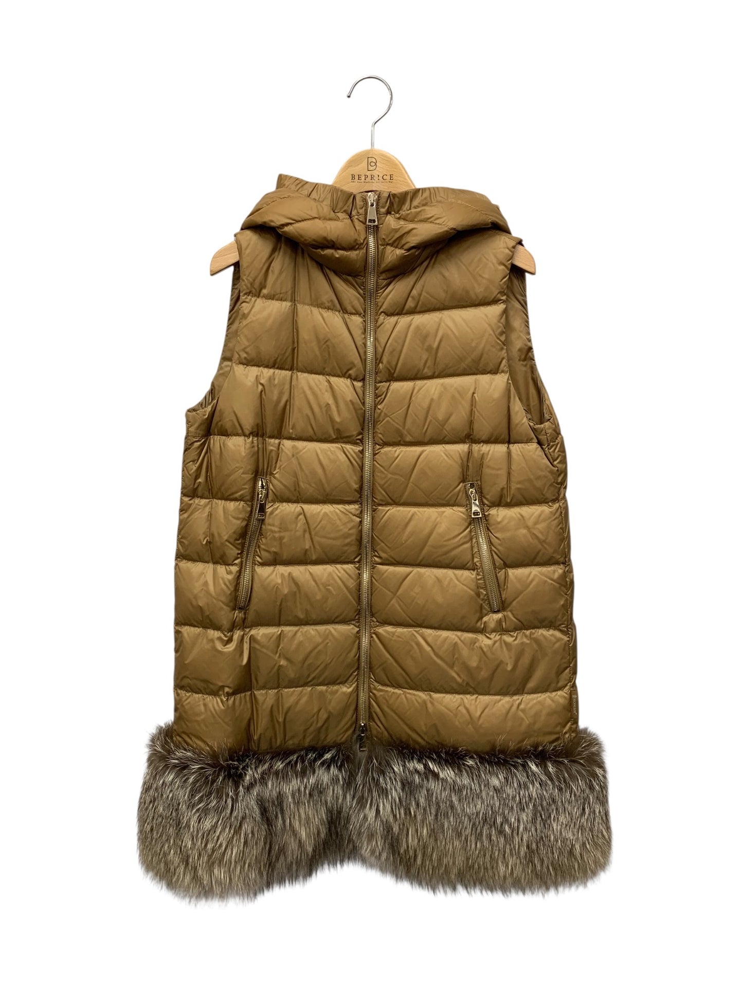 モンクレール FENELON GIUBBOTTO FENELON JACKET A2-093-49715-10 1 キャメル フォックスファー ダウンジレ ITF6W5PXV9WI