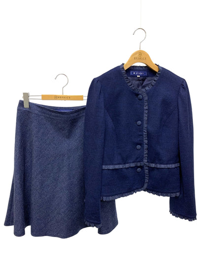 エムズグレイシー 424707 セットアップ 40 ネイビー フリル チェック ITK5M0RL7DWO