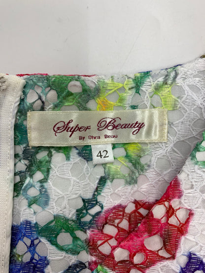 スーパービューティー ワンピース 42 ホワイト 花柄 レース リボンフェイクパール ITFB4A7ELZAV 【SALE】