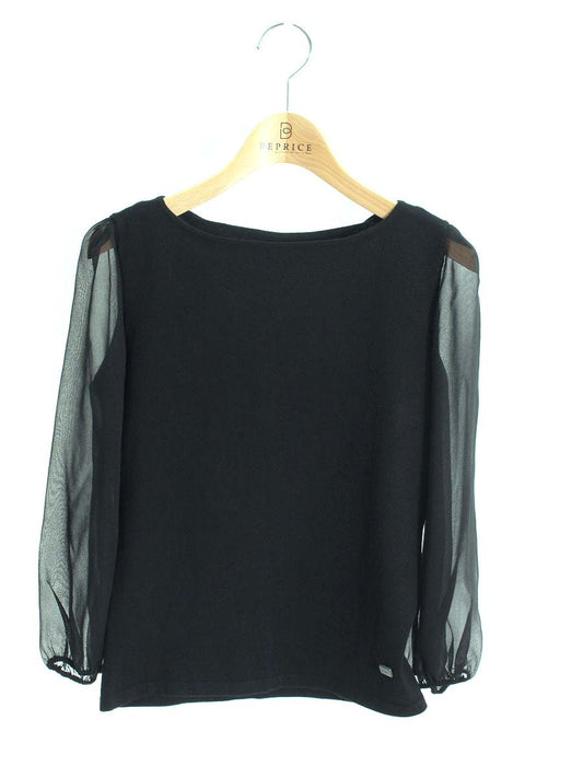 フォクシーブティック Chiffon Sleeve Sweater 34442 Tシャツ カットソー 38 ブラック ITOR89FTU8DC