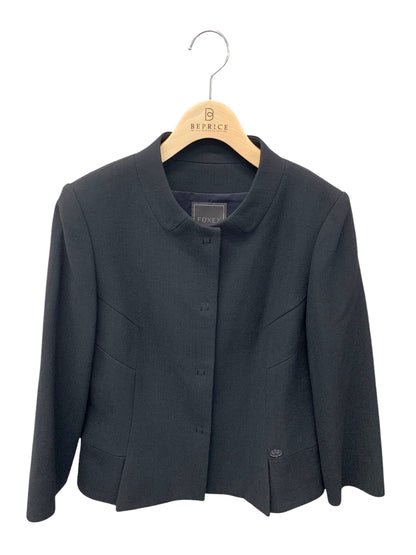 フォクシーブティック 35218 ジャケット 38 ブラック ノーカラー ウール混 ITK2QYJN9CE0