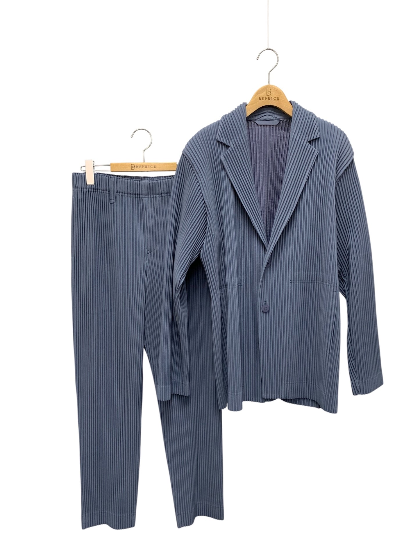 オムプリッセイッセイミヤケ HP43JD150 HP43JF152 セットアップ スーツ 3/2 ブルー テーラードジャケット パンツ IT46EVSMFJ5G