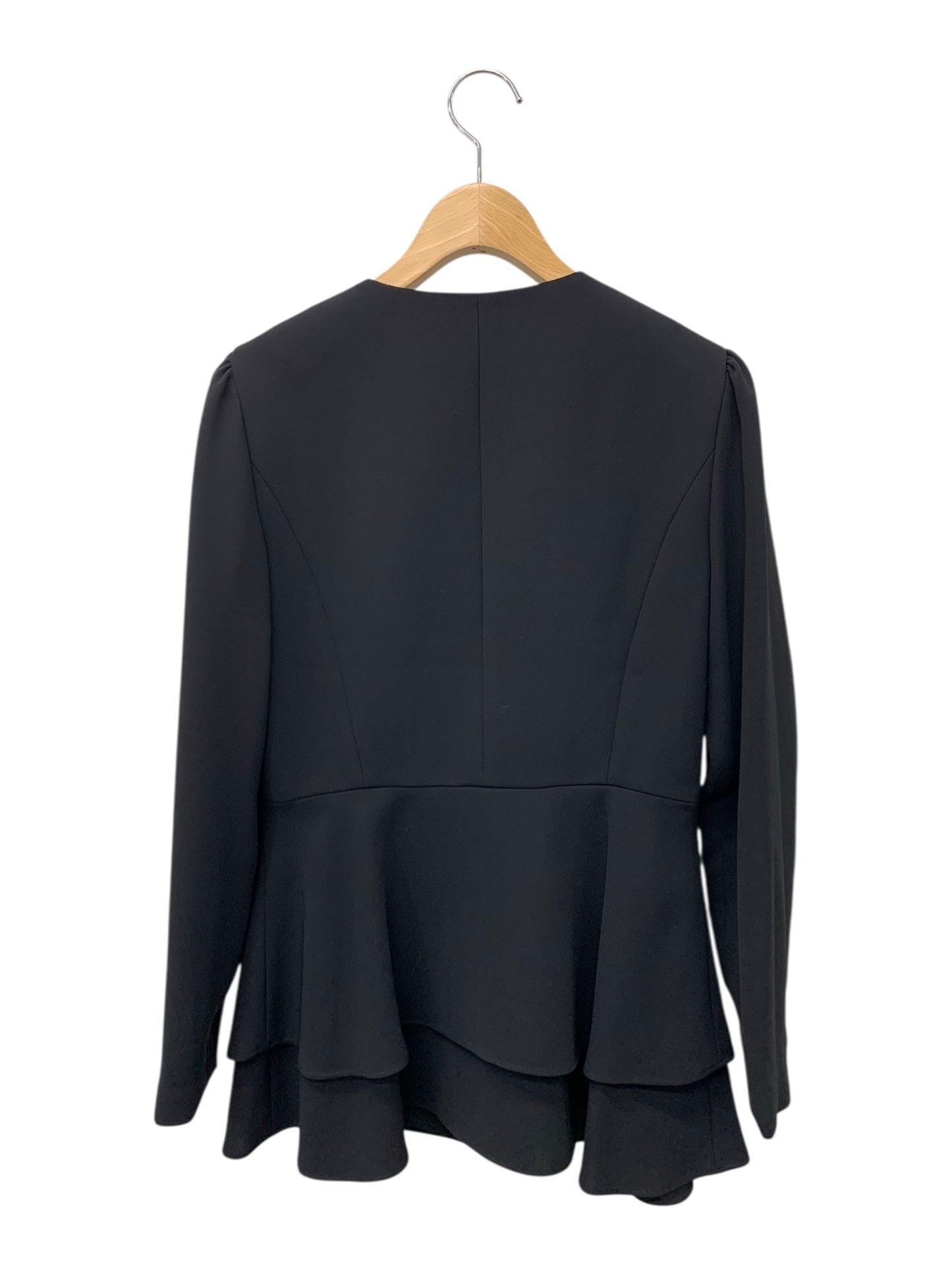 エムズグレイシー 414106 ノーカラージャケット 38 ブラック ティアード ITEV6LXH2XCG