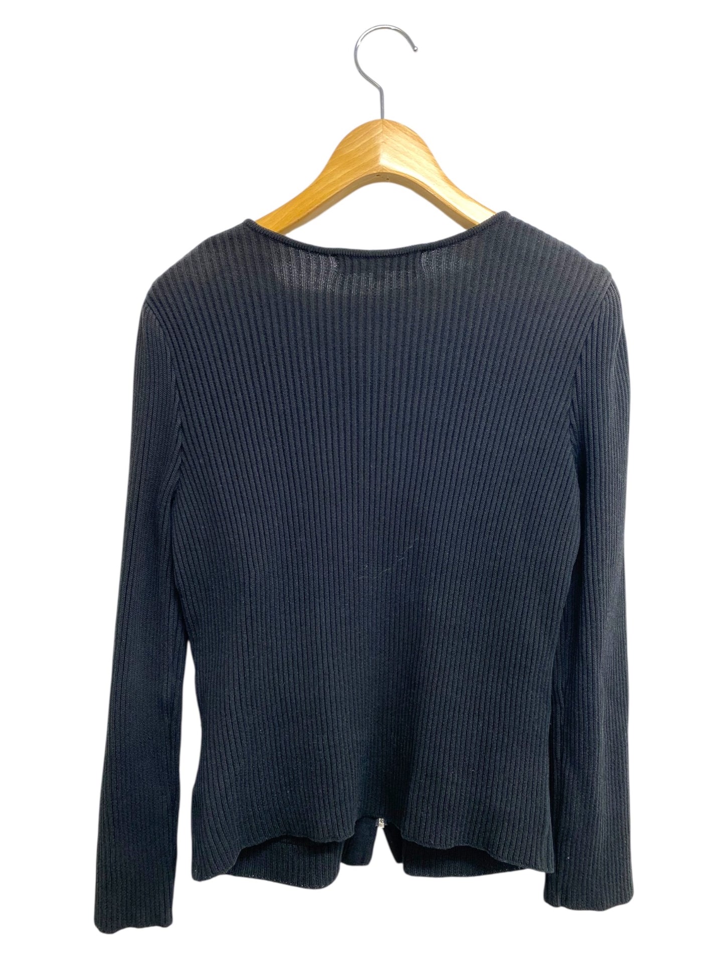 エムズグレイシー 328107 カーディガン 40 ブラック ニット ジップアップ リボン ITGMZAPDP9U8