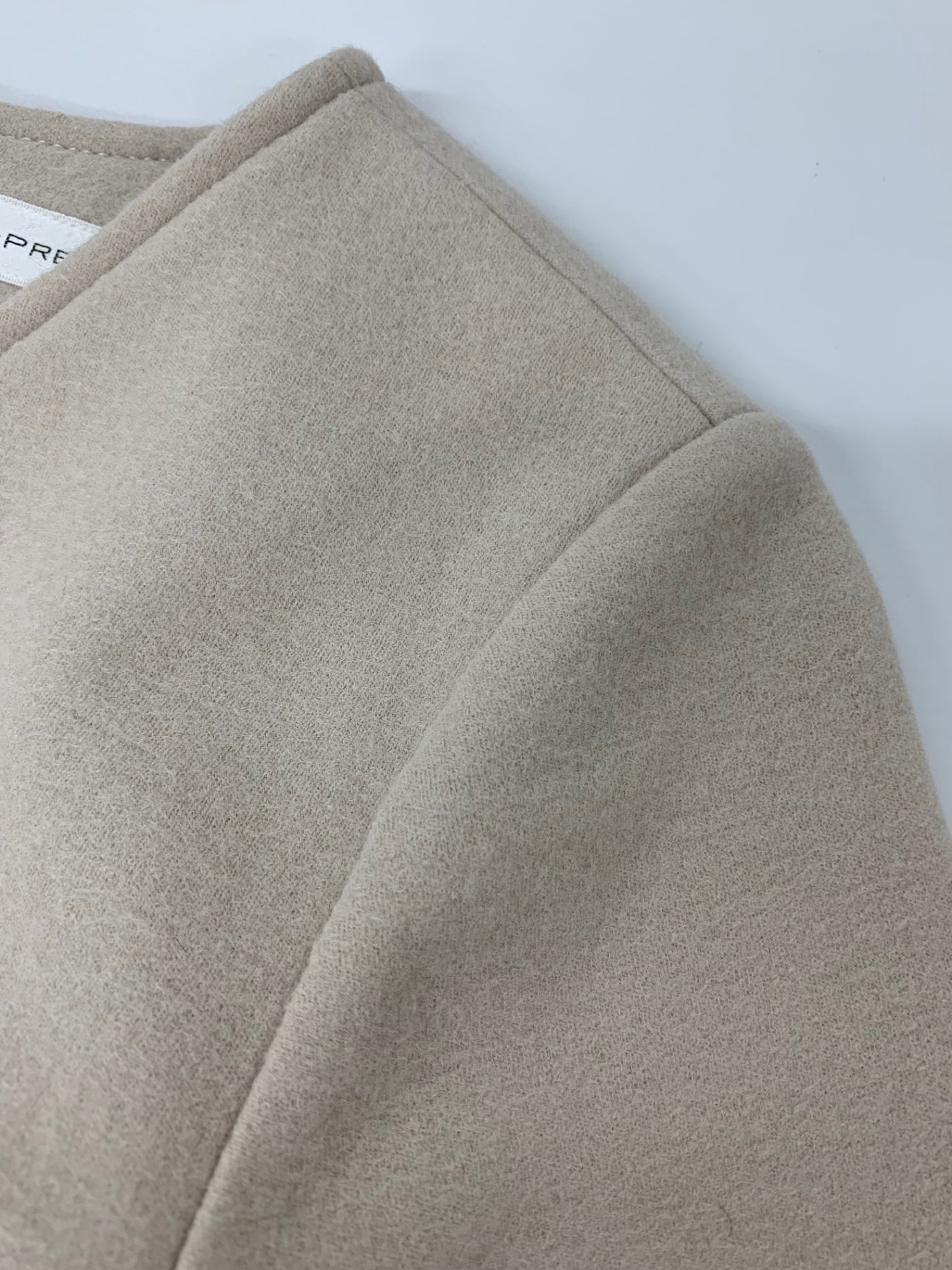 エムプルミエ A928-005 ワンピース 34 ベージュ Vネック ウール ベルト付き ITC84BRYQ0Z0